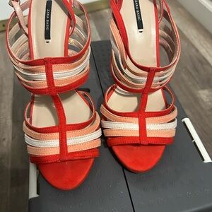 Zara Red and Cream Strappy Heels